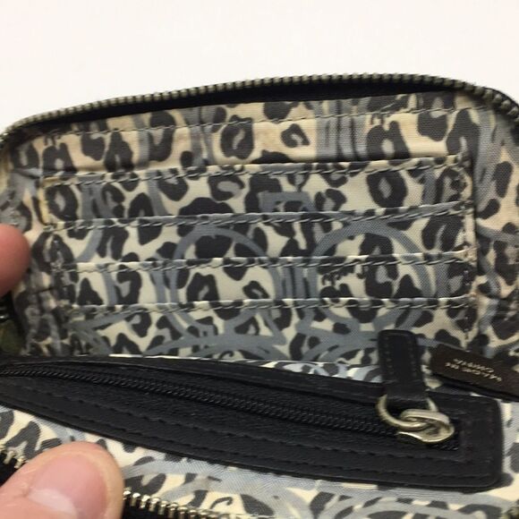 Coach Poppy Black Patent Leather Square Wristlet with Metallic Silver Lettering - Picture 10 of 16